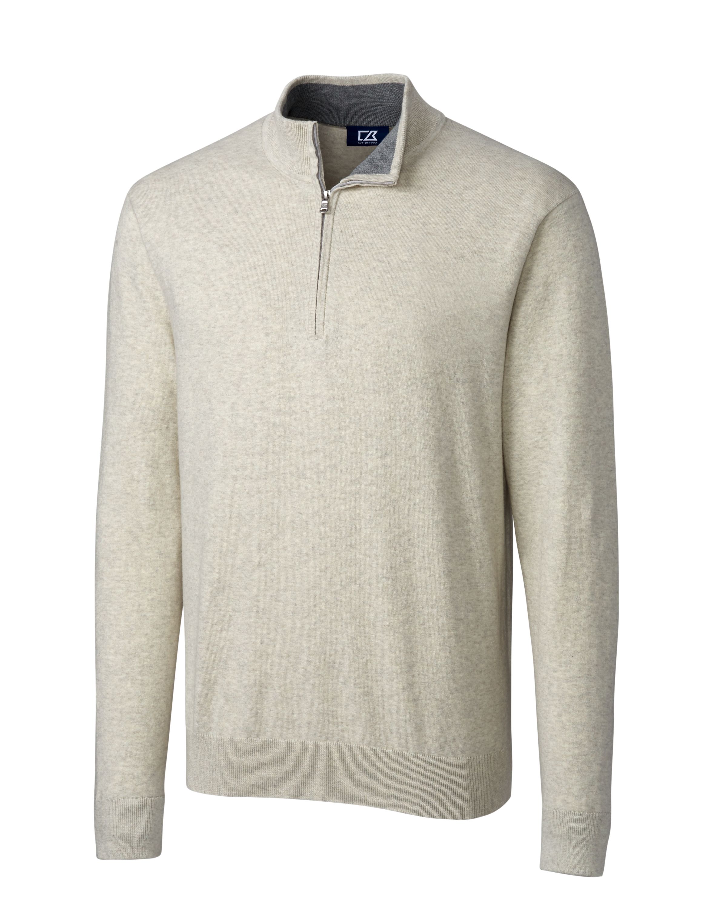 CB Lakemont Tri-Blend Mens Big and Tall Quarter Zip Pullover Sweater-Cutter &#38; Buck