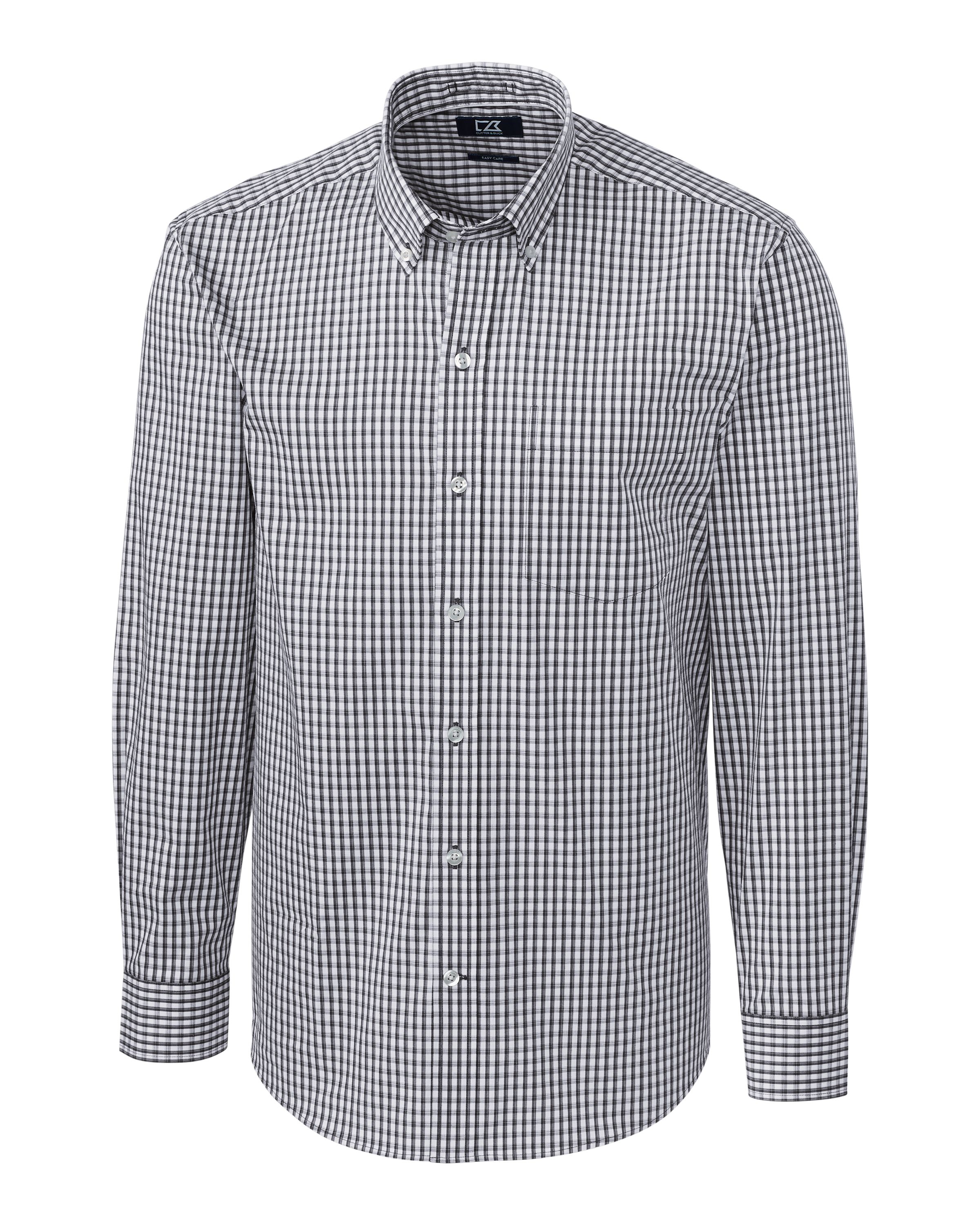 CB Easy Care Stretch Gingham Mens Long Sleeve Dress Shirt-Cutter &#38; Buck