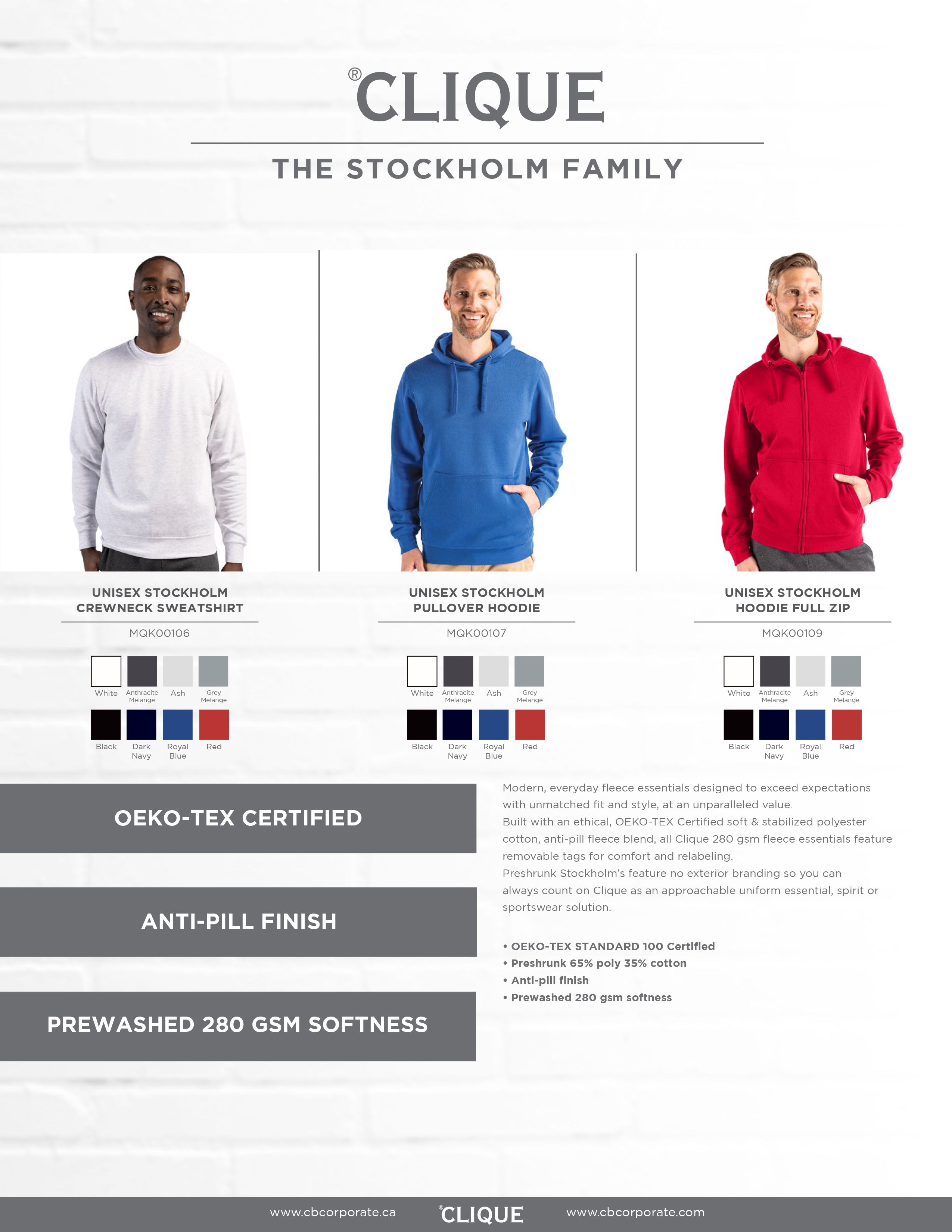 Clique Stockholm Unisex Full Zip Hooded Sweatshirt 178