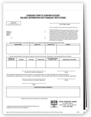 Imprinted Bank Confirmation Forms