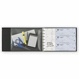 Black Checkbook Cover NEW 7-Ring 3-on-a-Page Business Check Book Binder 