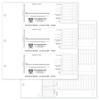 3-On-A-Page Compact Deposit Tickets for End-Stub Deskbook