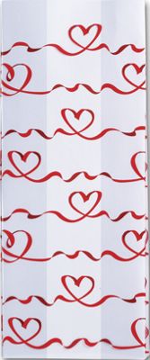 Red Satin Hearts Cello Bags, 4 x 2 1/2 x 9 1/2'