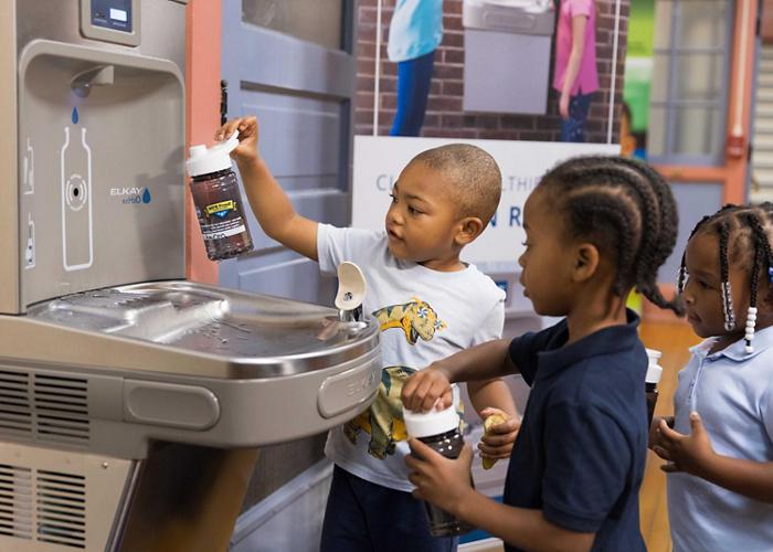 Milwaukee Public Shools - Students Filling Water Bottles