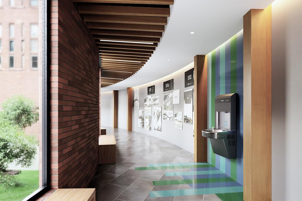 Elkay Pro FIltration Bottle Filler (Black + Steel) in Hallway