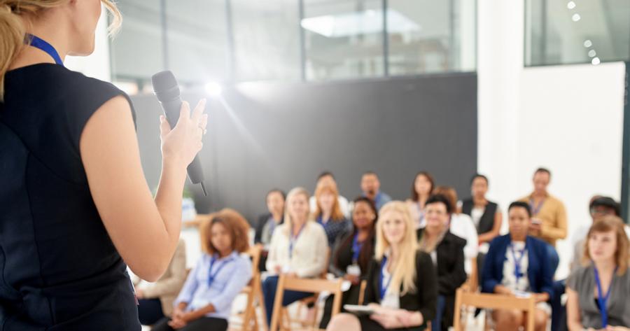 Speaker in Front of Audience