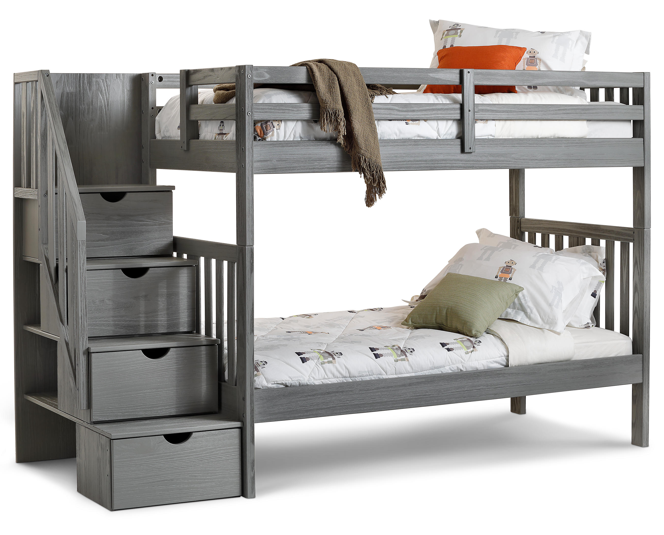 Dove Bunk Bed With Staircase, Full On Bunk Beds With Stairs