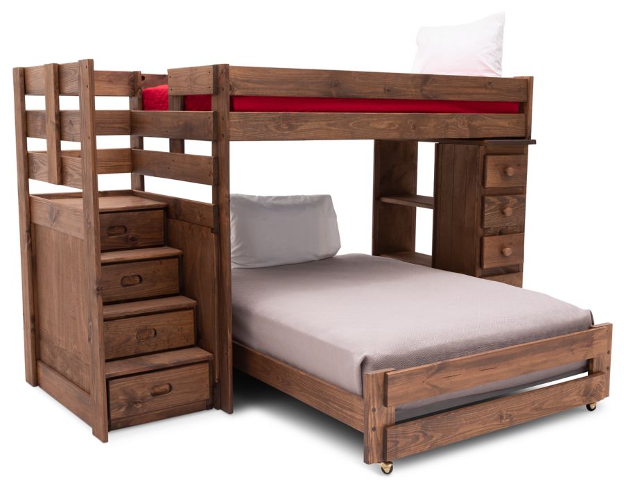Moab Twin Full Loft Bed With Stairs, Fire Station Bunk Bed Furniture Row