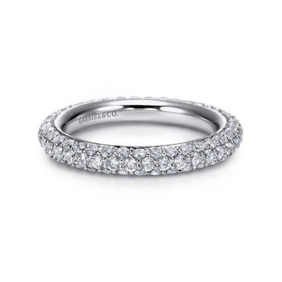 14k White Gold Contemporary Eternity Band Anniversary Band | AN6023-4W44JJ