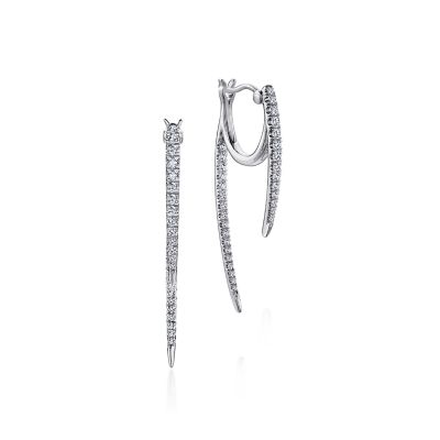 14K White Gold Tapered Diamond Threader Drop Earrings | EG13182W45JJ