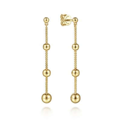 14K Yellow Gold Ball and Chain Linear Drop Earrings | EG14050Y4JJJ