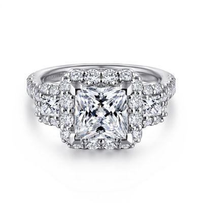 14K White Gold Princess Cut Diamond Engagement Ring | ER14067S6W44JJ