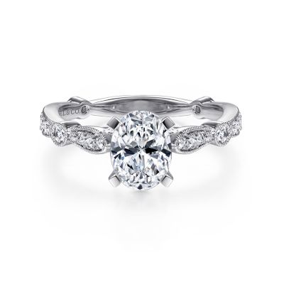 14K White Gold Oval Diamond Engagement Ring | ER6711O4W44JJ