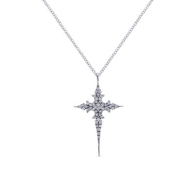 14k White Gold Faith Cross Necklace | NK4875W45JJ