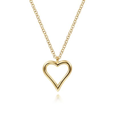 14K Yellow Gold Heart Plain Pendant Necklace | NK6526Y4JJJ