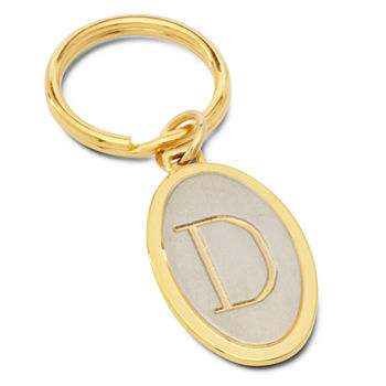 Engravable Two Tone Oval Key Chain