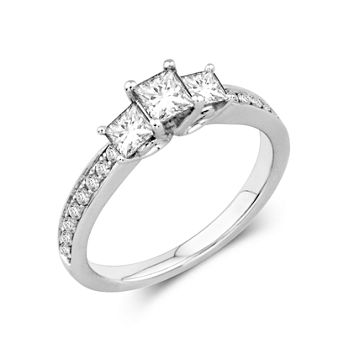 1 CT. T.W. Diamond 14K White Gold Princess-Cut Diamond Ring