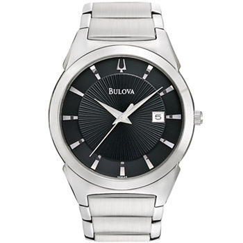 Bulova Classic Mens Silver Tone Stainless Steel Bracelet Watch 96b149