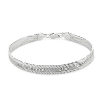 Made in Italy Sterling Silver 7.5 Inch Solid Herringbone Chain Bracelet