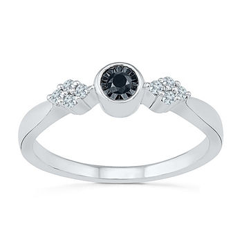 Promise My Love Womens 1/8 CT. T.W. Genuine Black Diamond Sterling Silver Promise Ring