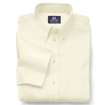 Stafford Travel Wrinkle-Free Oxford Mens Button Down Collar Short Sleeve Wrinkle Free Dress Shirt