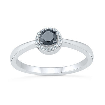 Promise My Love Womens 1/3 CT. T.W. Genuine Black Diamond Sterling Silver Promise Ring