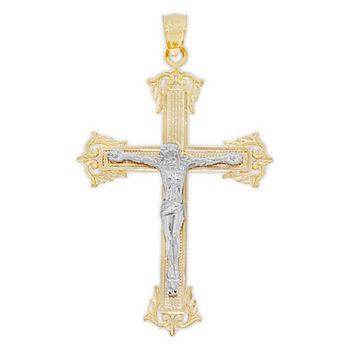 Religious Jewelry Unisex 14K Gold Two Tone Cross Pendant