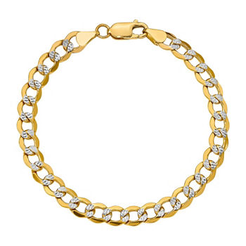 14K Gold 8 Inch Semisolid Curb Chain Bracelet