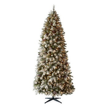 9 Foot Geneva Pre Lit Flocked Decorated Christmas Tree 9 Foot Geneva Pre Lit Flocked Decorated Christmas Tree