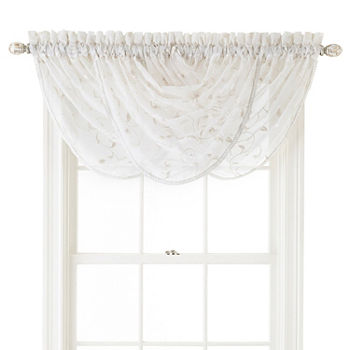 JCPenney Home Harmon Sheer Rod Pocket Waterfall Valance