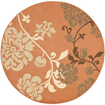 Safavieh Courtyard Collection Cole Floral Indoor/Outdoor Round Area Rug