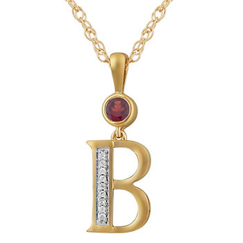 B Womens Genuine Red Garnet 14K Gold Over Silver Pendant Necklace