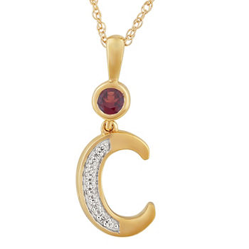 C Womens Genuine Red Garnet 14K Gold Over Silver Pendant Necklace
