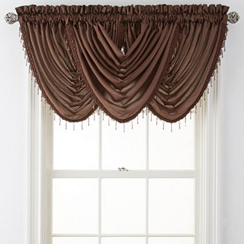 JCPenney Home Plaza Thermal Interlined Rod-Pocket Waterfall Valance
