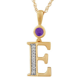 E Womens Genuine Purple Amethyst 14K Gold Over Silver Pendant Necklace