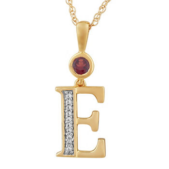 E Womens Genuine Red Garnet 14K Gold Over Silver Pendant Necklace