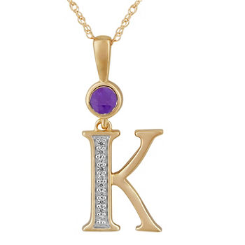 K Womens Genuine Purple Amethyst 14K Gold Over Silver Pendant Necklace