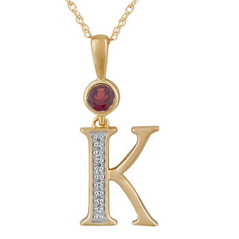 K Womens Genuine Red Garnet 14K Gold Over Silver Pendant Necklace