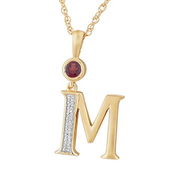 M Womens Genuine Red Garnet 14K Gold Over Silver Pendant Necklace