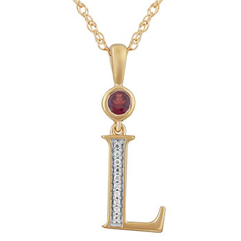 L Womens Genuine Red Garnet 14K Gold Over Silver Pendant Necklace