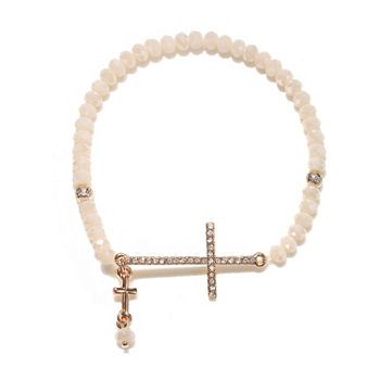 Bijoux Bar Religious Jewelry Cross Cross Round Stretch Bracelet