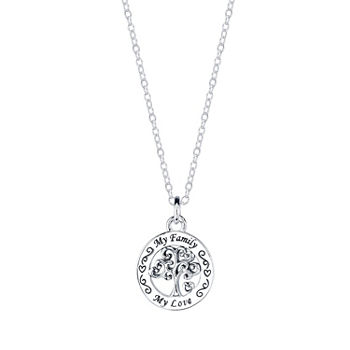 Footnotes Family Sterling Silver 16 Inch Cable Round Pendant Necklace