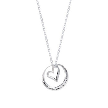 Footnotes Sisters Sterling Silver 18 Inch Cable Heart Pendant Necklace