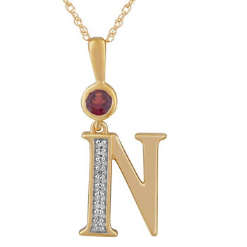 Womens Genuine Red Garnet 14K Gold Over Silver Pendant Necklace