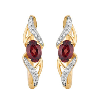 1/10 CT. T.W. Genuine Red Garnet 10K Gold Oval Drop Earrings