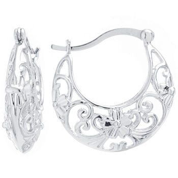 Silver Reflections Silver Plated Boxed Pure Silver Over Brass 25mm Round Hoop Earrings