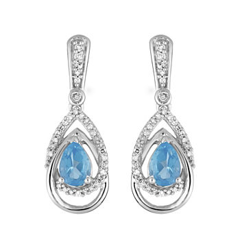 1/3 CT. T.W. Genuine Blue Topaz 10K White Gold Pear Drop Earrings