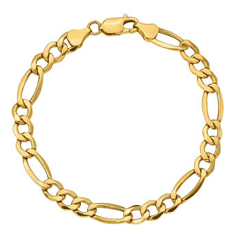 14K Gold 7 Inch Semisolid Figaro Chain Bracelet