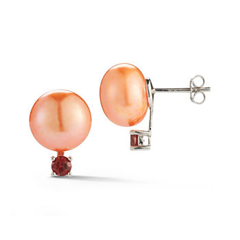Red Cultured Freshwater Pearl Sterling Silver 16.7mm Ball Stud Earrings