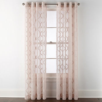 JCPenney Home Zuri Clipped Sheer Grommet Top Curtain Panel